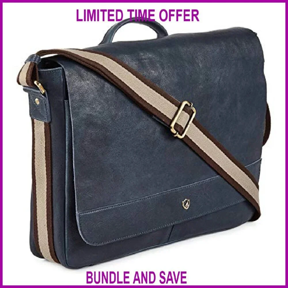 Vintage Leather Messenger Bag Fits 16